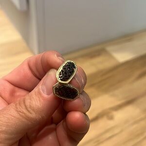 Black filagree earrings with gold trim